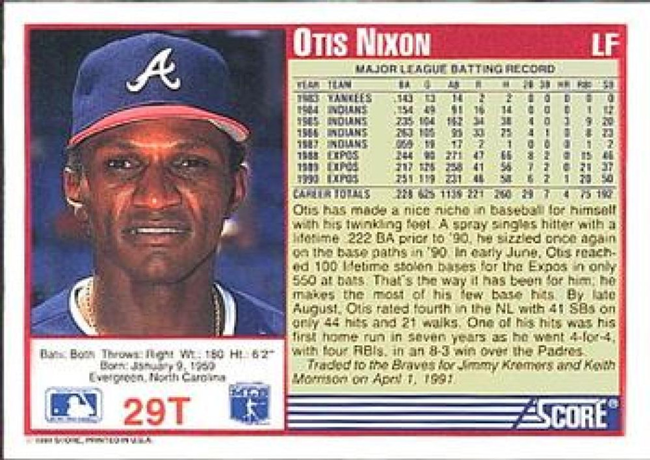 1991 Score Rookie and Traded #29T Otis Nixon NM-MT Atlanta Braves - Under  the Radar Sports