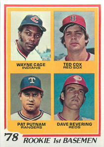 SOLD 18828 1978 Topps #706 Wayne Cage/Ted Cox/Pat Putnam/Dave Revering Rookie 1st Basemen VG RC Rookie Cleveland Indians/Boston R