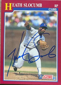 Heathcliff Slocumb Autographed 1991 Score Rookie & Traded #84T Chicago Cubs Card