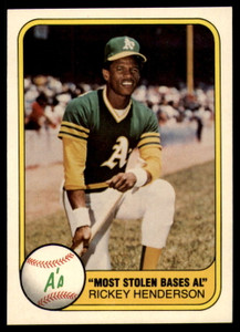 SOLD 23985 1981 Fleer #351 Rickey Henderson SB VG Oakland Athletics 