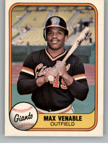 1981 Fleer #443 Max Venable VG RC Rookie San Francisco Giants 