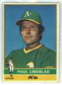 1976 Topps #9 Paul Lindblad VG Oakland Athletics 