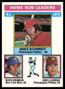 1976 Topps #193 Mike Schmidt/Dave Kingman/Greg Luzinski NL Home Run Leaders VG Philadelphia Phillies/New York Mets 