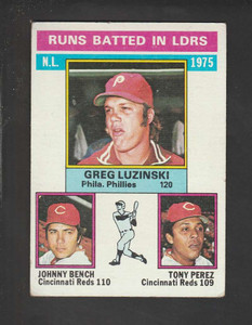 1976 Topps #195 Greg Luzinski/Johnny Bench/Tony Perez NL RBI Leaders VG Philadelphia Phillies/Cincinnati Reds 