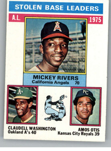 1976 Topps #198 Mickey Rivers/Claudell Washington/Amos Otis AL Stolen Base Leaders VG California Angels/Oakland Athletic