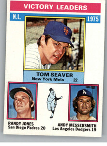 1976 Topps #199 Tom Seaver/Randy Jones/Andy Messersmith NL Victory Leaders VG New York Mets/San Diego Padres/Los Angeles