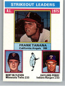 1976 Topps #204 Frank Tanana/Bert Blyleven/Gaylord Perry AL Strikeout Leaders VG California Angels/Minnesota Twins/Cleve