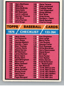1976 Topps #262 Checklist 133-264 VG 