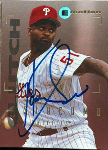Heathcliff Slocumb Autographed 1995 Skybox E-Motion #171 Philadelphia Phillies Card