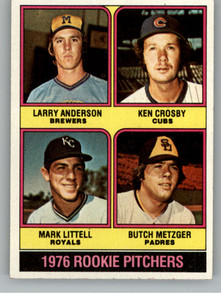 1976 Topps #593 Larry Anderson/Ken Crosby/Mark Littell/Butch Metzger Rookie Pitchers VG RC Rookie Milwaukee Brewers/Chic