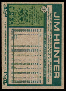 1977 Topps #280 Jim Hunter VG New York Yankees 
