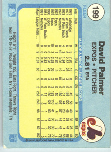 1982 Fleer #199 David Palmer VG Montreal Expos 