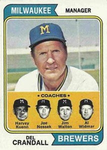 1974 Topps #99 Del Crandall MG Coaches/Harvey Kuenn/Joe Nossek/Jim Walton/Al Widmar VG Milwaukee Brewers 