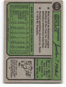 1974 Topps #153 Jon Matlack VG New York Mets 