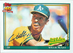 SOLD 156948 Willie McGee Autographed 1991 Topps Tiffany #380