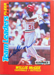 Willie McGee Autographed 1988 Fleer Kay-Bee Team Leaders #20