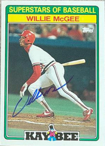 Willie McGee Autographed 1988 Topps Kay-Bee Superstars of Baseball #17