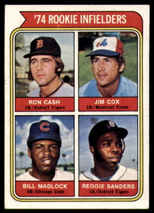 1974 Topps #600 Ron Cash/Jim Cox/Bill Madlock/Reggie Sanders Rookie Infielders VG RC Rookie Detroit Tigers/Montreal Expo