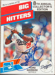 Pedro Guerrero Autographed 1988 Drake's Big Hitters / Super Pitchers #26  Pedro Guerrero Autographed 1988 Drake's Big Hitters / Super Pitchers #26
