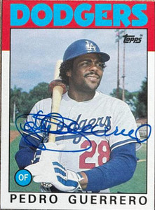 Pedro Guerrero Autographed 1986 Topps Wax Box Bottom Panels #G