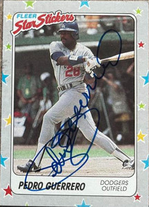 Pedro Guerrero Autographed 1988 Fleer Star Stickers #91