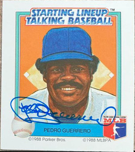 Pedro Guerrero Autographed 1988 Parker Bros. Starting Lineup Talking Baseball Los Angeles Dodgers #19 
