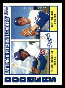 1984 Topps #306 Pedro Guerrero/Bob Welch VG Los Angeles Dodgers 