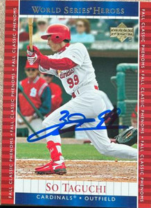 So Taguchi Autographed 2002 Upper Deck World Series Heroes #99 FCP, RC So Taguchi Autographed 2002 Upper Deck World Series Heroes #99 FCP, RC