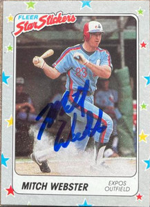 Mitch Webster Autographed 1988 Fleer Star Stickers #99 