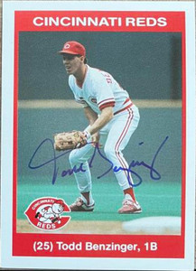 Todd Benzinger Autographed 1990 Kahn's Cincinnati Reds SGA #NNO 