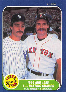 SOLD 24953 1986 Fleer #639 Don Mattingly/Wade Boggs 1984 and 1985 AL Batting Champs VG Boston Red Sox/New York Yankees 