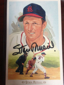 SOLD 978 Stan Musial Autographed Perez Steele Celebration Postcard 