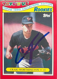 Craig Worthington Autographed 1990 Topps Toys "R" Us Rookies #32 
