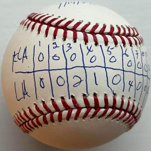 Ramon Martinez Autographed ROMLB Baseball No-Hitter 7/14/95 Line Score Inscribed