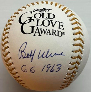 Bobby Wine Autographed Rawlings Official Gold Glove Baseball GG 1963