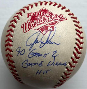 SOLD 160593 Joe Oliver Autographed 1990 World Series Baseball Game 2 Game Winning Hit 