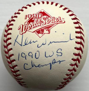 Herm Winningham Autographed 1990 World Series Baseball Insc 1990 Ws Champs