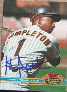 SOLD 161136 Garry Templeton Autographed 1991 Stadium Club #72