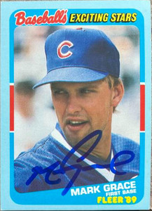 Mark Grace Autographed 1989 Fleer Baseball's Exciting Stars #17 