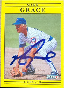 Mark Grace Autographed 1991 Fleer #422