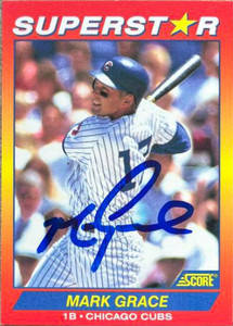 Mark Grace Autographed 1992 Score 100 Superstars #20