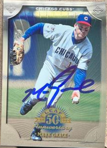 Mark Grace Autographed 1998 Donruss Collections Leaf #296 