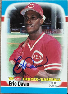 Eric Davis Autographed 1989 Fleer Heroes of Baseball #10 
