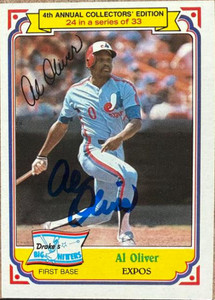 Al Oliver Autographed 1984 Topps Drake's Big Hitters #24