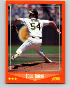 1988 Score Rookie and Traded #106T Todd Burns NM-MT  RC Rookie Oakland Athletics 