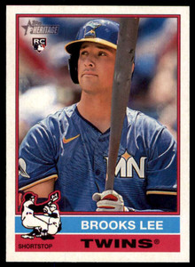 SOLD 162040 2025 Topps Heritage #63 Brooks Lee NM-MT  RC Rookie Minnesota Twins 