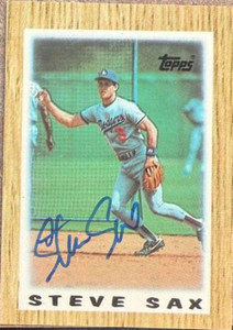 Steve Sax Autographed 1987 Topps Major League Leaders Minis #15 