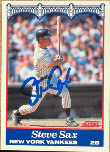 Steve Sax Autographed 1989 Score National Westminster Banks New York Yankees SGA #2 Steve Sax Autographed 1989 Score National Westminster Banks New York Yankees SGA #2