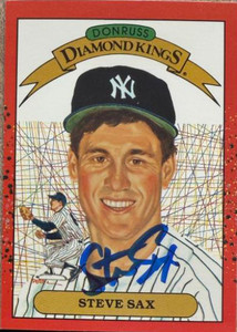 SOLD 162999 Steve Sax Autographed 1990 Donruss #2 Diamond Kings