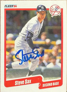 Steve Sax Autographed 1990 Fleer #455 